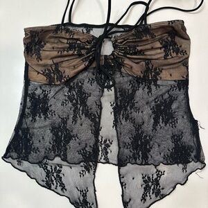Elegant Black and Brown Lace Camisole